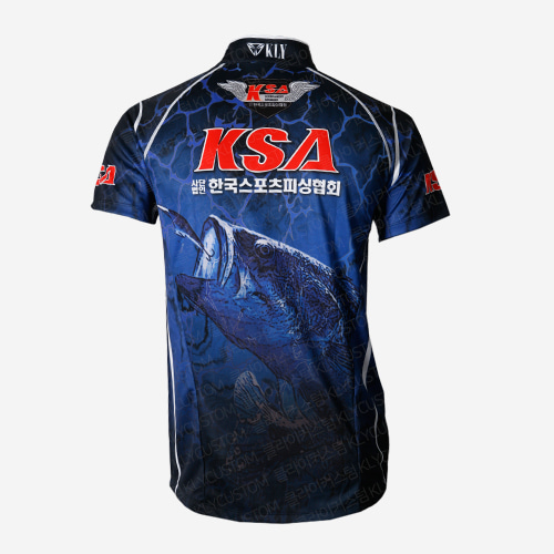 [낚시단체복] 2019 KSA 토너먼트 블루 반팔 낚시져지2019 KSA Tournament Blue Short Sleeve Fishing Jersey